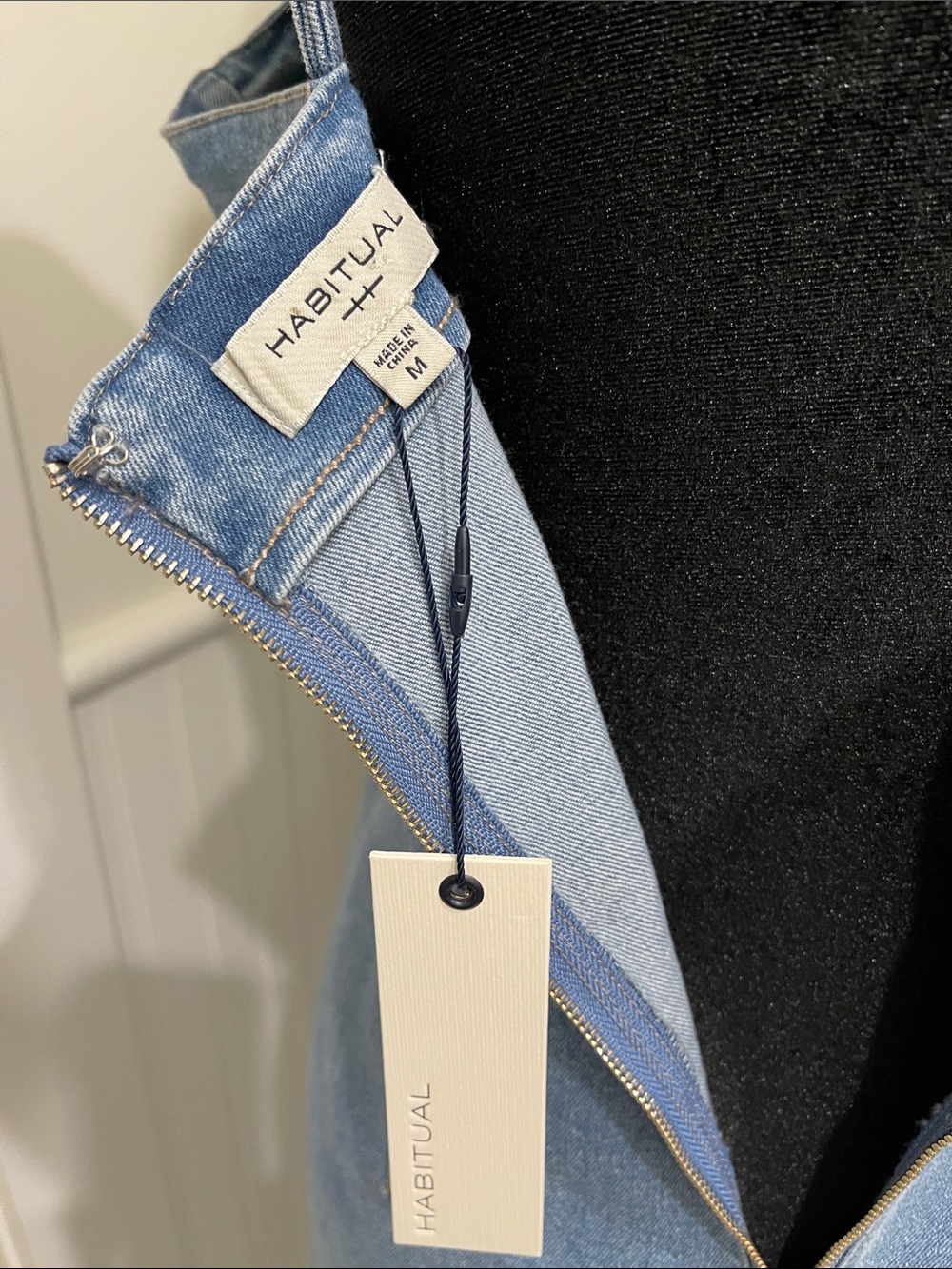 Habitual Light Blue Denim Slip Midi Dress with Front Slit Size M NWT - Picture 5 of 6